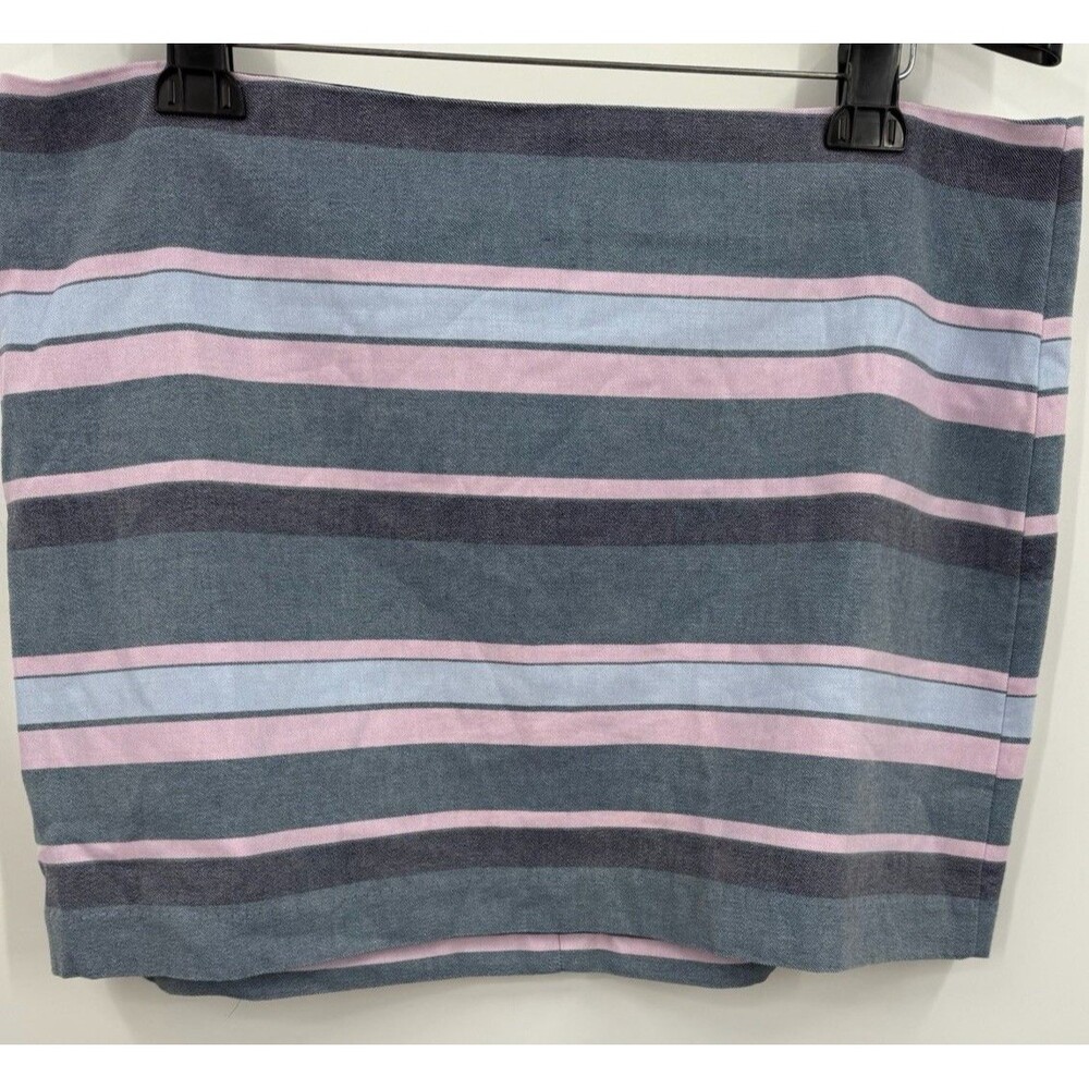 Gap Mini Skirt Plus Size 18 Blue Gray Pink Striped Preppy Cotton Blend Casual